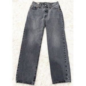 Levis 501 Premium Jeans Womens 26X30 Black Wash Straight Button Fly Denim